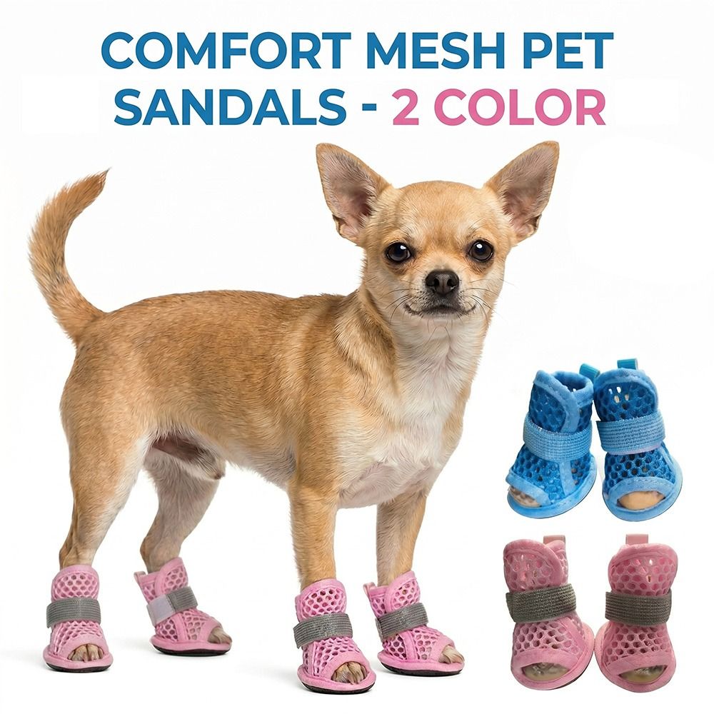 Soft Sole Booties - 4 stuks draagbare mesh hondenschoenen zachte