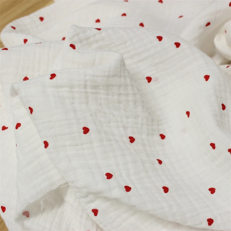 Baby Clothing For Sleep - 135x50cm dubbelgaas, mooie rode hartjes babykatoenen