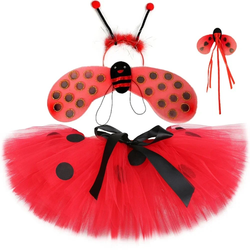 Baby Tutu Skirt - Meisjes Ladybird Tutu Rok Rood Zwart