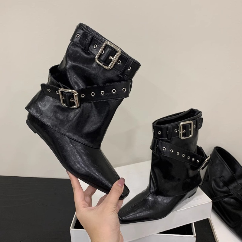 Soft Sole Booties - Riem Gesp Mouw Lage Hak Laarzen